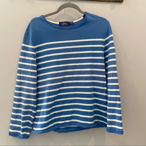 TOPMAN Breton Stripe Crewneck Sailor Pullover Sweatshirt Medium - Picture 2 of 5